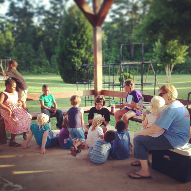 Bible story time. #summermissions #agapegirls